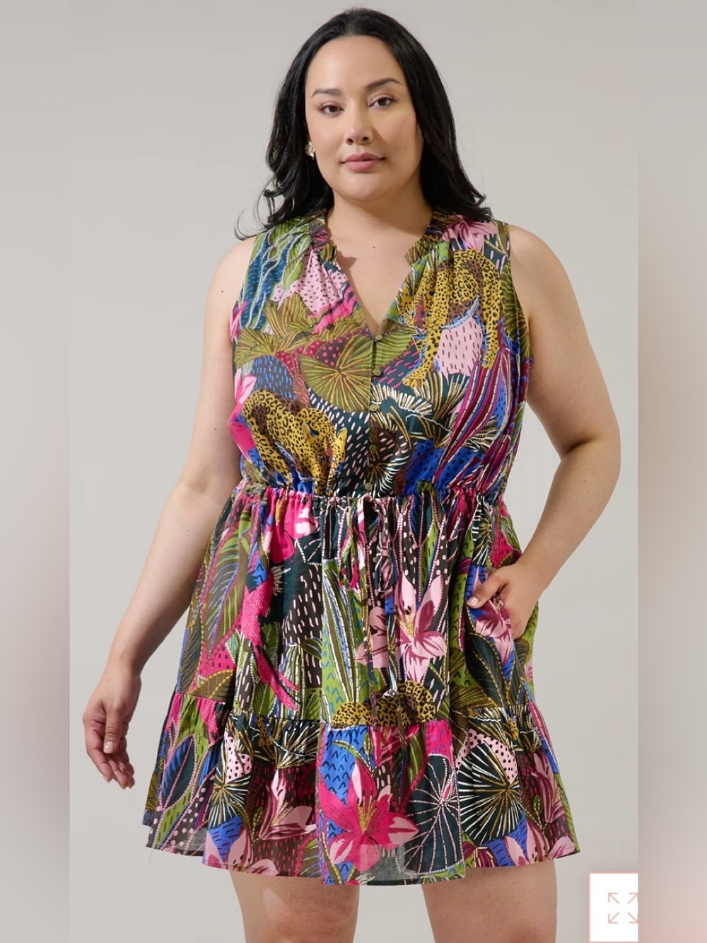 NWT SUGARLIPS Curve Itzel Leopard Jenla Tropical Sleeveless Dress Size 2X $89